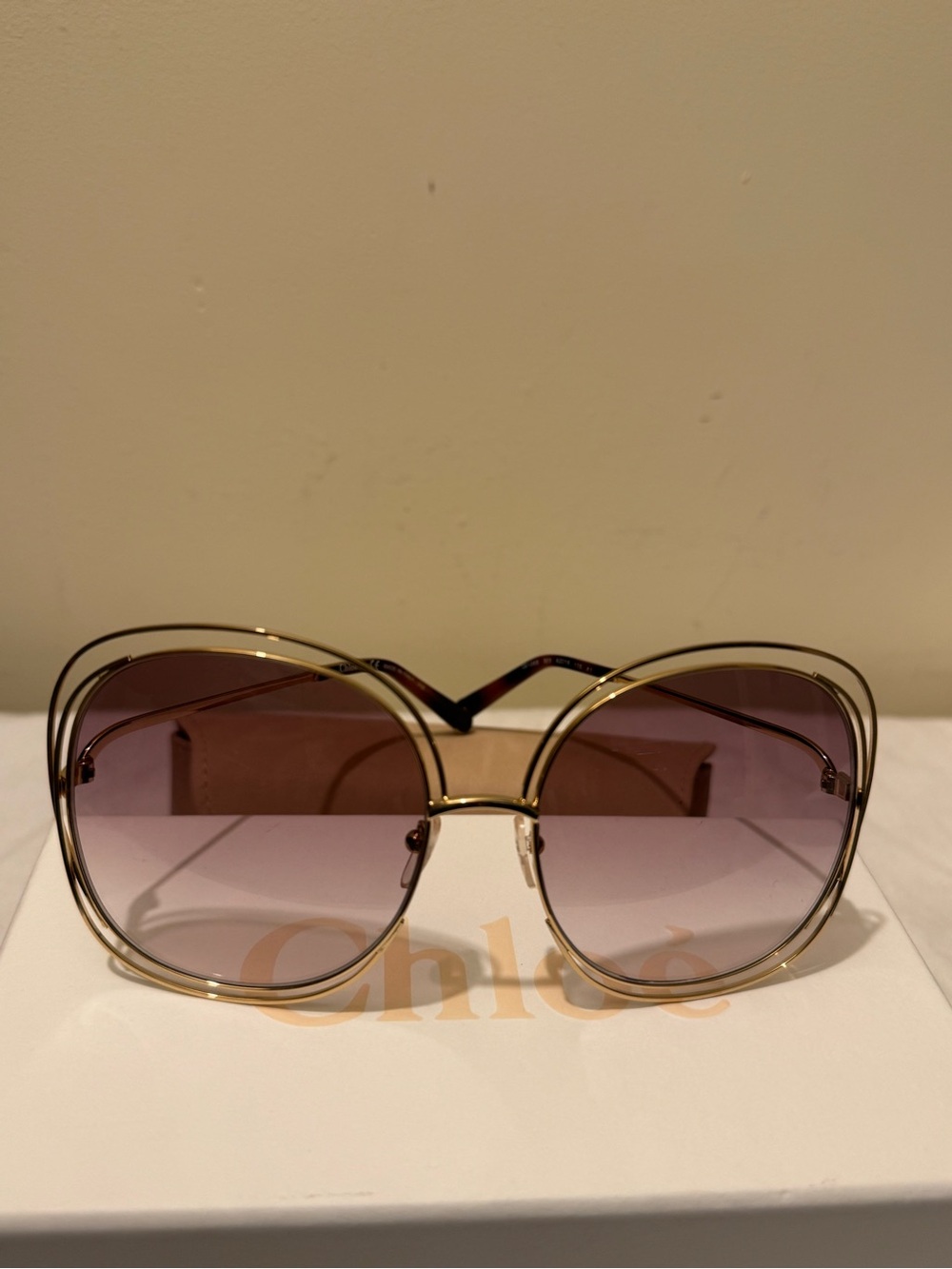 AUTHENTIC Chloé Carlina Oversized Gold Sunglasses CE126S Made in Italy - Picture 10 of 12